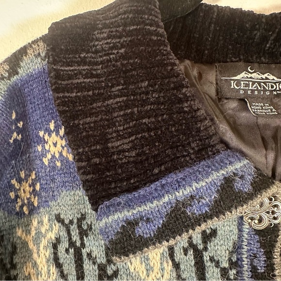 Vintage Icelandic Design Nordic Embellished Wool Blend Cardigan Medium - Picture 3 of 12